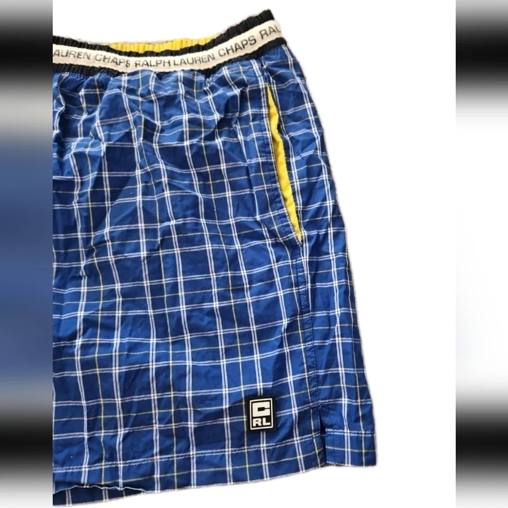 Ralph Lauren Chaps Vintage Blue Striped Casual Nautical Swim Short XL
